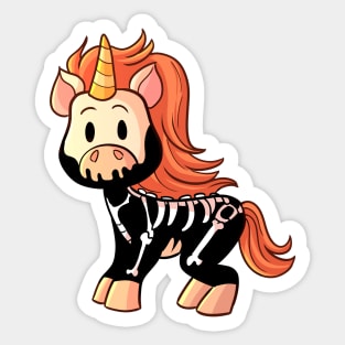 Cute Halloween Unicorn in Skeleton Costume Sticker